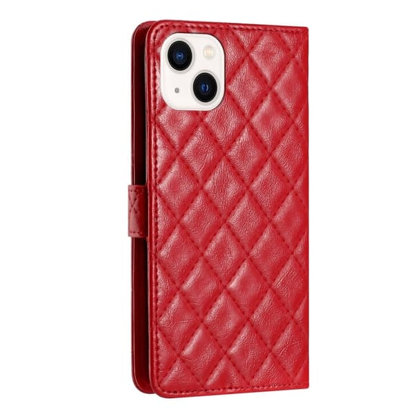 Funksjonelt rombe lommebokdeksel for iPhone 13 - Rød