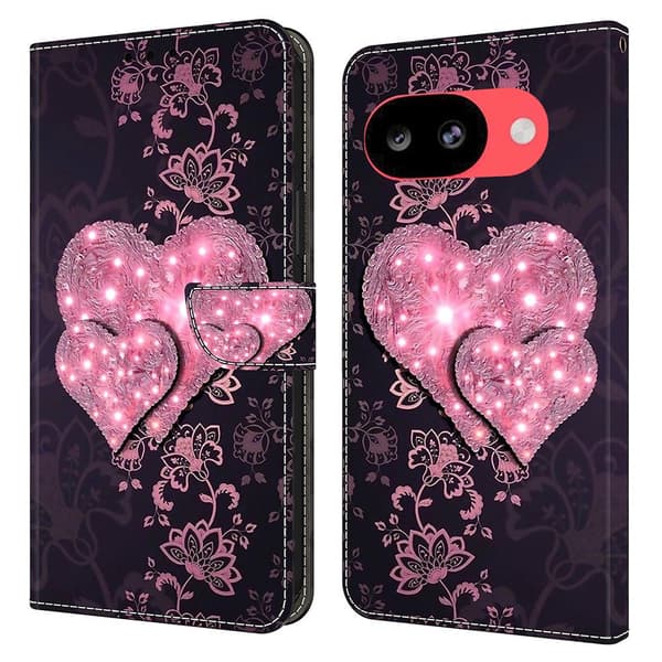 Wonderland Google Pixel 10a flip etui - Blonder Hjerter