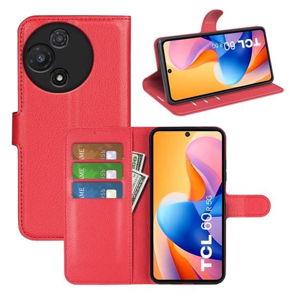Klassisk TCL 60R flip etui - Rød