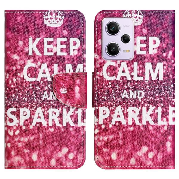 Wonderland Xiaomi Poco X5 / Redmi Note 12 Flippetui - Keep Calm og Sparkle
