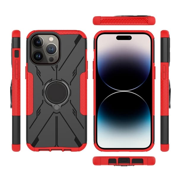 Kickstand-deksel med magnetisk ark for iPhone 14 Pro Max - Rød