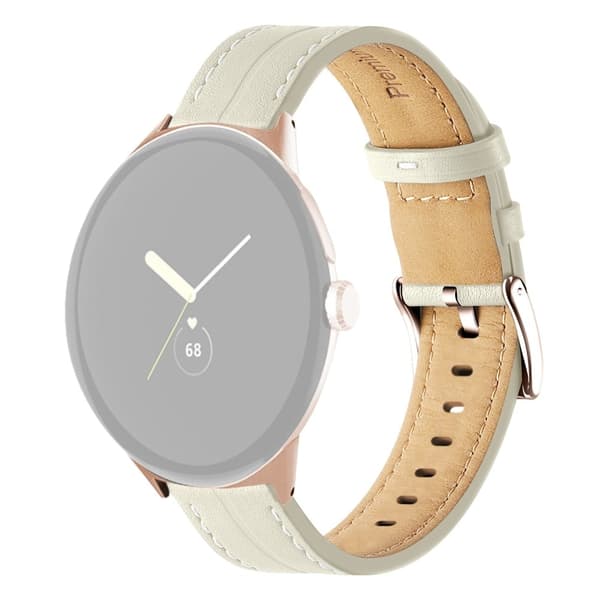 Aitoa nahkaa oleva ranneke Google Pixel Watch -kelloon - Beige