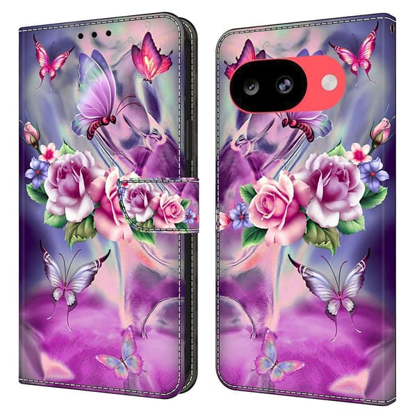 Wonderland Google Pixel 10a flip etui - Sommerfugle / Blomster