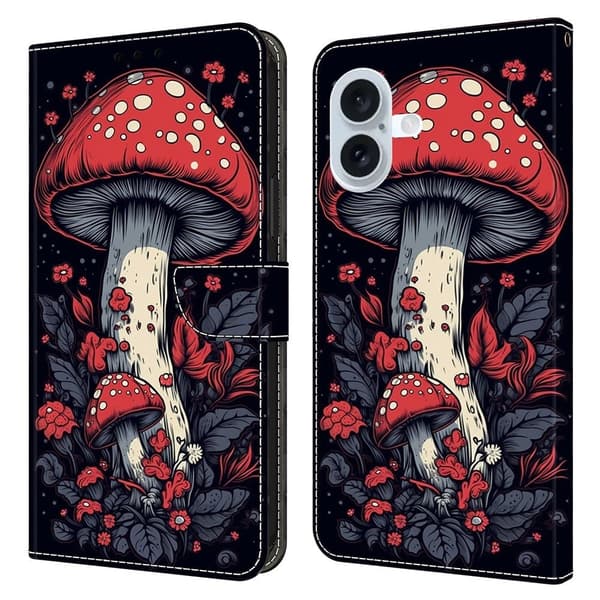 Wonderland iPhone 16 flip-etui - Rød Sopp