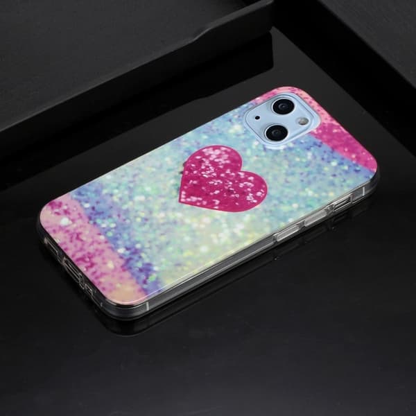 Marble design iPhone 14 cover - Lyserødt Hjerte