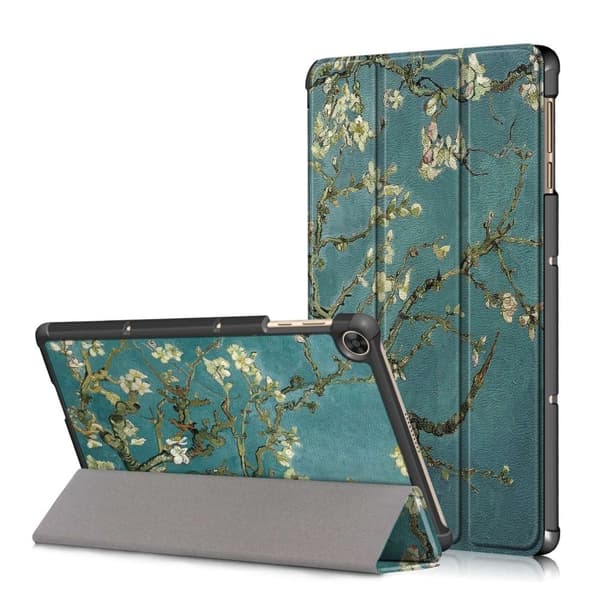 Huawei MatePad T10 mønster tri-fold læderetui - Abrikosblomst