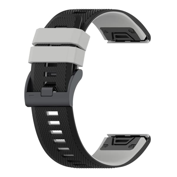 26 mm tofarvet tekstureret silikoneurrem til Garmin-ur - Sort / Grå