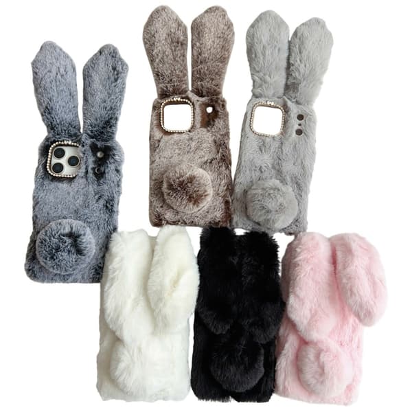 Fluffy Rabbit iPhone 17 Pro deksel - Rosa