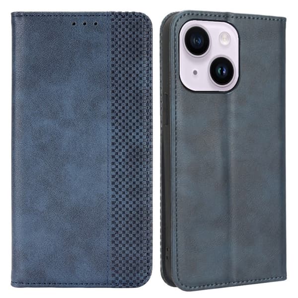 Bofink Vintage iPhone 15 Nahkakotelo - Sininen