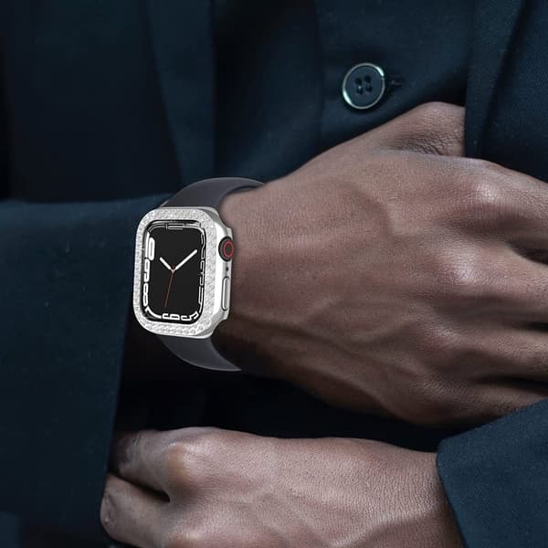 Apple Watch SE 2022 (44mm) strassdekorationsfodral - Silver