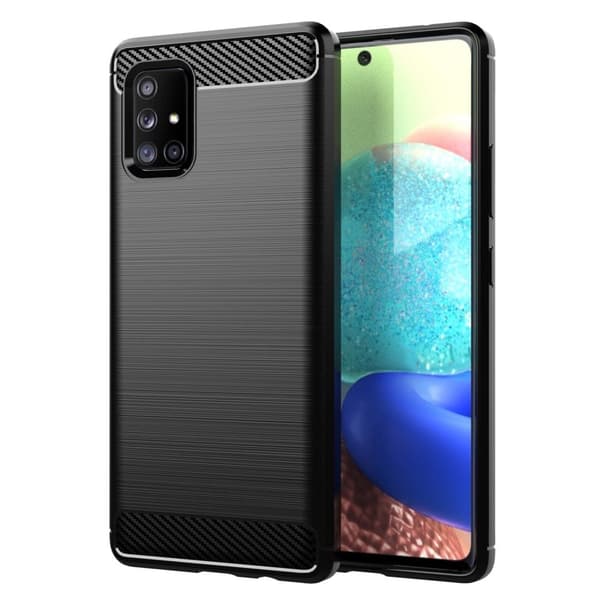 Carbon Flex Suojakotelo Samsung Galaxy A71 5G - Musta