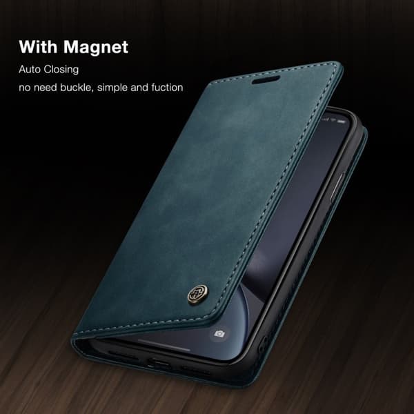 CASEME iPhone Xr plånboksfodral i läder - blå