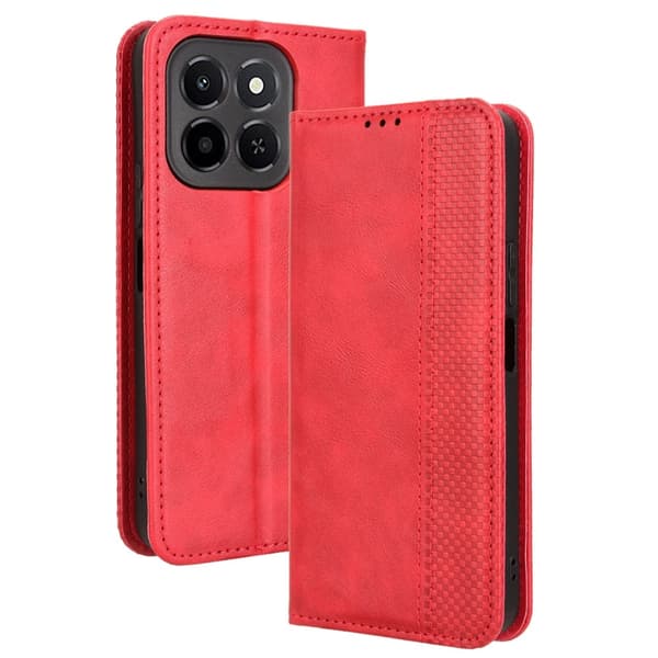 Honor X6c nahkainen lompakokkotelo - Punainen