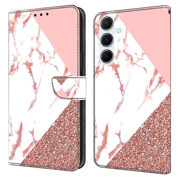 Samsung Galaxy A56 5G Plånboksfodral Mönster Tryck Stativ Läder Flip Telefonskal - Triangulär Marmor