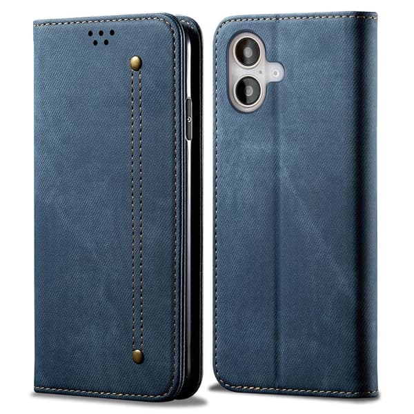 Jeans iPhone 17 flip etui - Blå