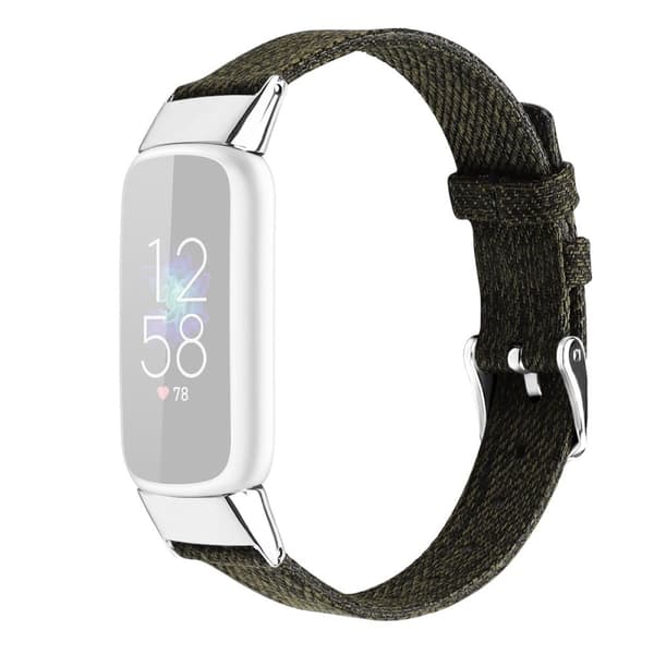 Fitbit Luxe urrem i lærred - Sortliggrøn / Størrelse: S