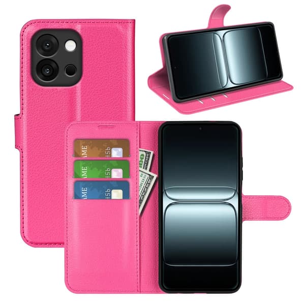 Classic OnePlus 13T flip etui - Rosarød