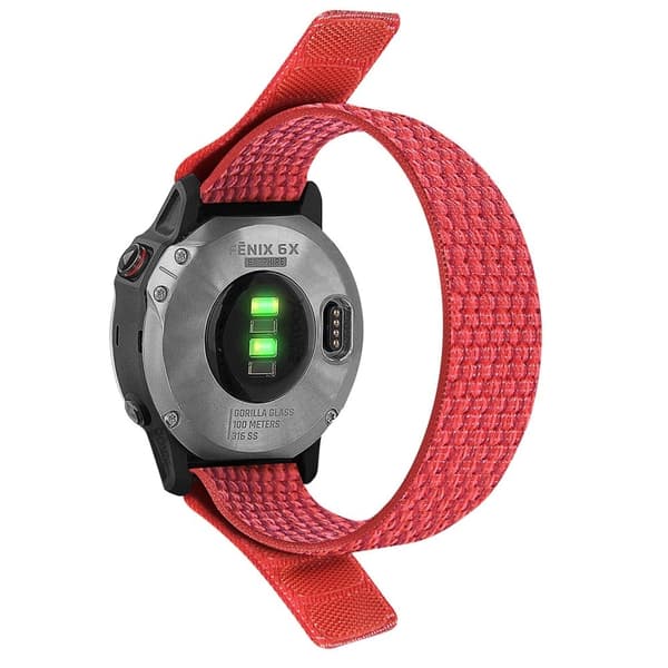 26mm nylon ranneke Garmin kellolle - Punainen