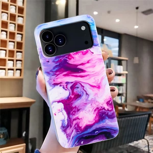 Marmordesign iPhone 17 Pro deksel - Rose