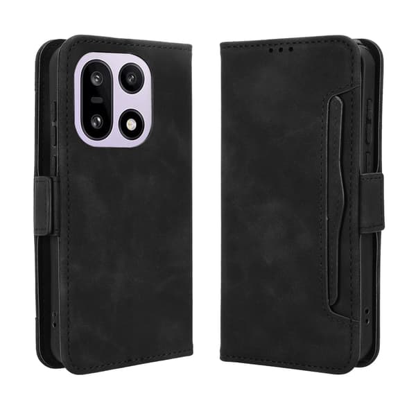 Moderne OnePlus 15 læderetui med pung - Sort