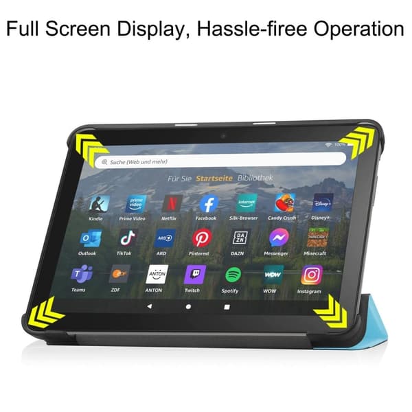 Tri-fold skinnstativveske for Amazon Fire 8 HD (2022) - Himmelblå