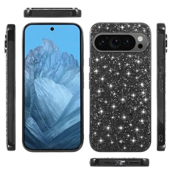 Glitter Google Pixel 10 Pro / Google Pixel 10 skal - Röd