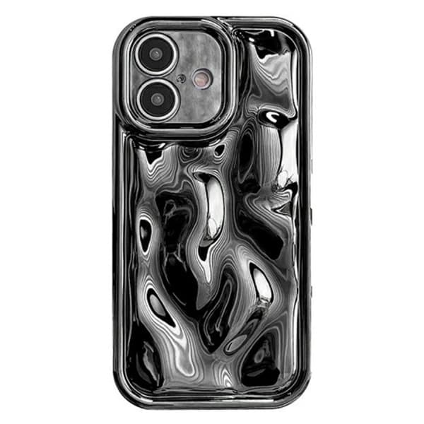 iPhone 17-etui med galvaniseret, fleksibelt skrog og meteorit-tekstur - Sort