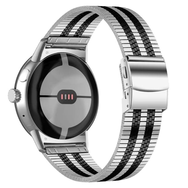 Google Pixel Watch 5 perler urrem i rustfrit stål - Sølv / Sort