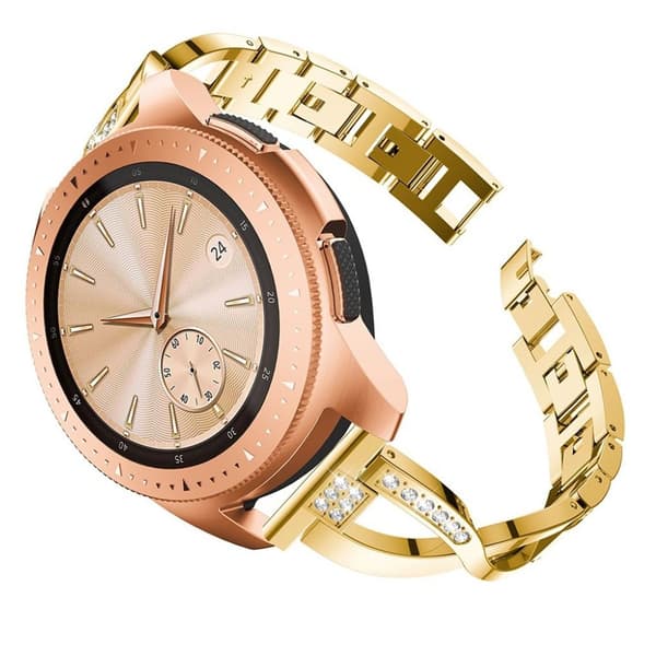 20 mm Universal X-formad strass klockarmband i legering - Guld