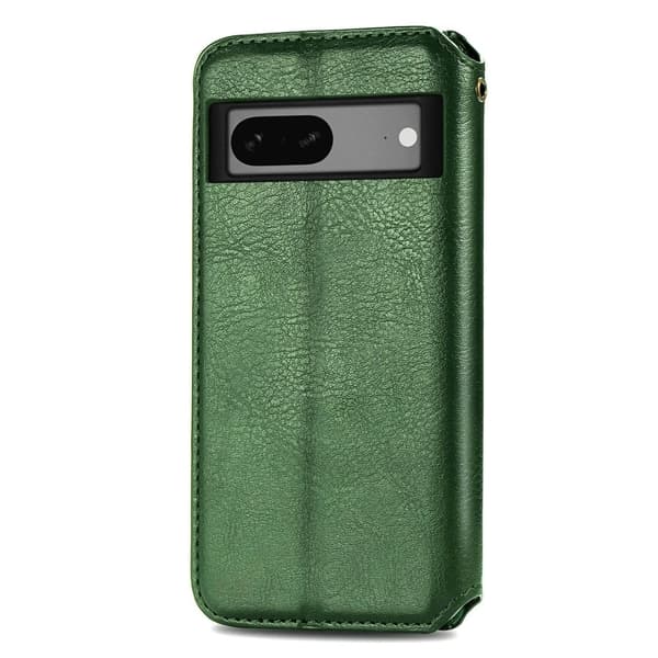 Læder Etui med A Stilfuldt Rhombus Tryk til Google Pixel 7a - Grøn