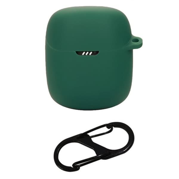 JBL Quantum Stream Wireless USB-C Silicone Case Bluetooth Earphone Cover med hængende spænde - Sortliggrøn