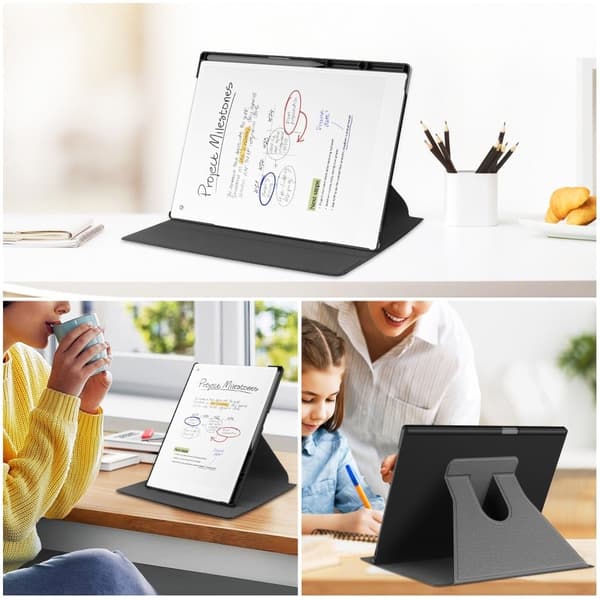Remarkable Paper Pro Case Front Support 360 Degree Rotating Stand Bump Resistant and Vegan Leather E-Reader Cover - Grey