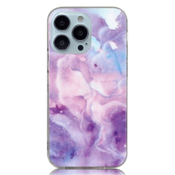 Marble iPhone 14 Pro Max Etui - Purple Starry Sky