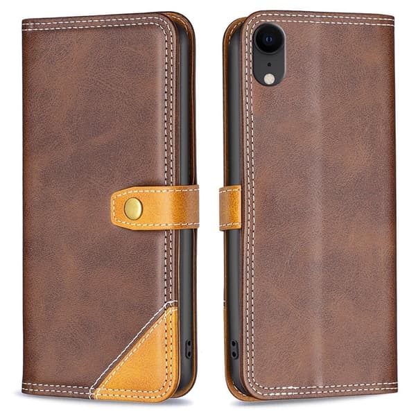 BINFEN tofarget læretui for iPhone Xr - Kaffe