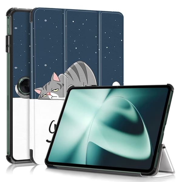 OnePlus Pad / Oppo Pad 2 skinnveske med kult mønster - Katt