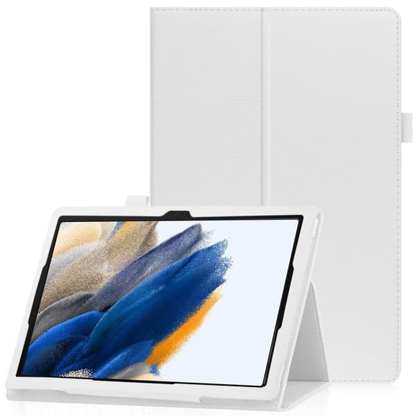 Foldbart etui med Lichi-tekstur til Samsung Galaxy Tab A8 10.5 (2021) - Hvid
