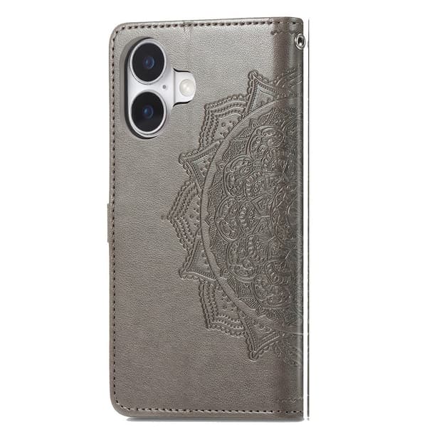 Mandala läder iPhone 17 fodral - Grå