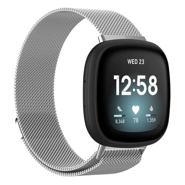 Fitbit Sense 2 / Versa 4 milanesisk klokkerem i rustfritt stål - Sølv Størrelse: L