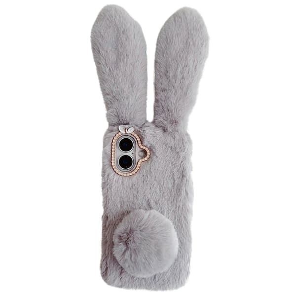 Fluffy Rabbit iPhone 17 Cover - Grå