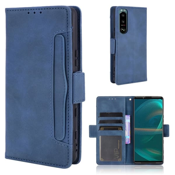 Modern-styled Læder Pung Etui til Sony Xperia 5 Iii - Blå