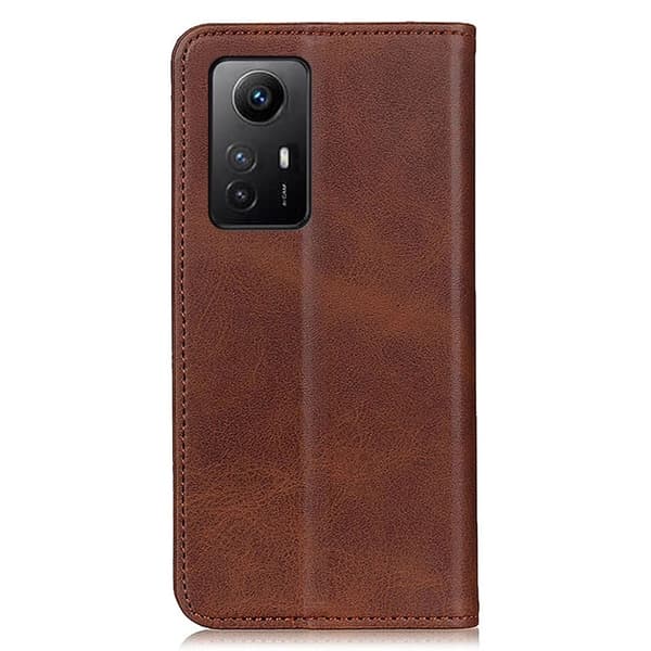 Flip Etui med Pung i Ægte Læder til Xiaomi Redmi Note 12s - Kaffe