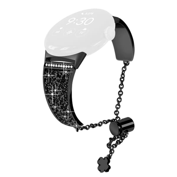 Google Pixel Watch urrem med rhinestone-dekor - Sort