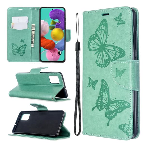 Butterfly Samsung Galaxy A51 etui – Grøn