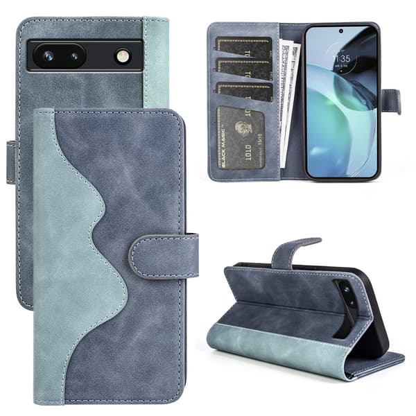Tvåfärgat Google Pixel 7a fodral i läder - Blå