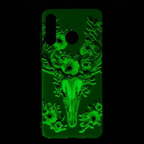 Huawei P30 Lite lysende nat etui - Blomstret Elg
