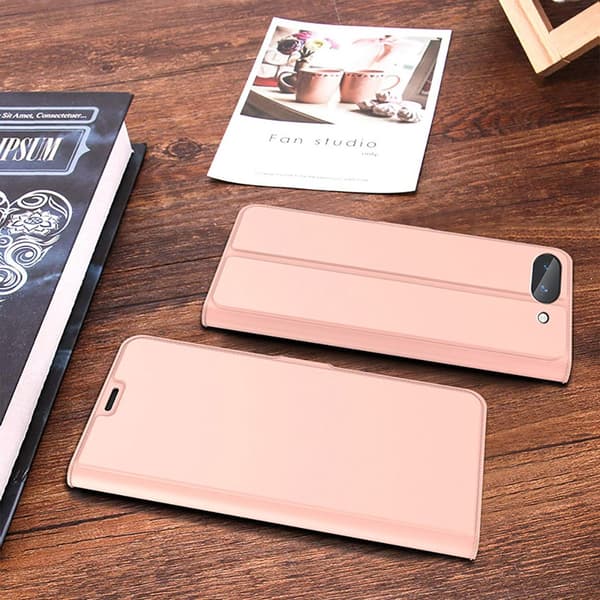 Glatt og tynt premium PU-skinnetui for Google Pixel 10a - Rose Gull