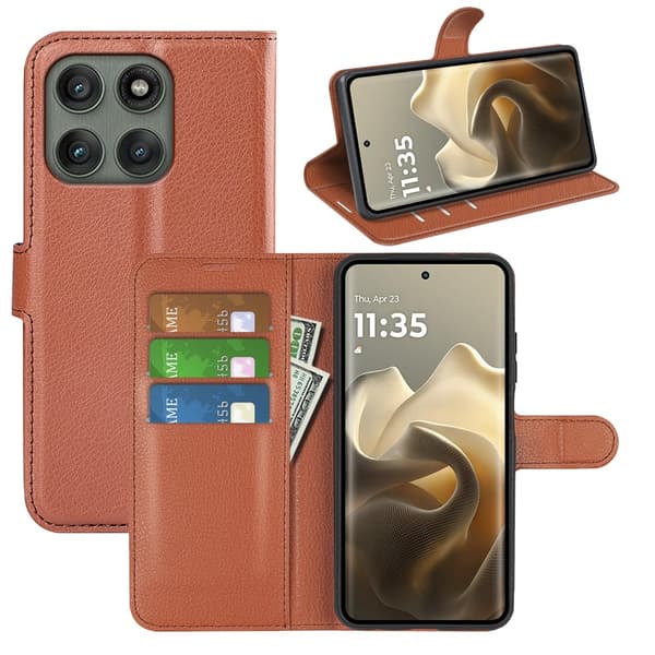 Classic Motorola Edge 60 Pro flip etui - Brun