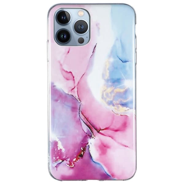 Marble design iPhone 13 Pro Max cover - Lyserød/Blå