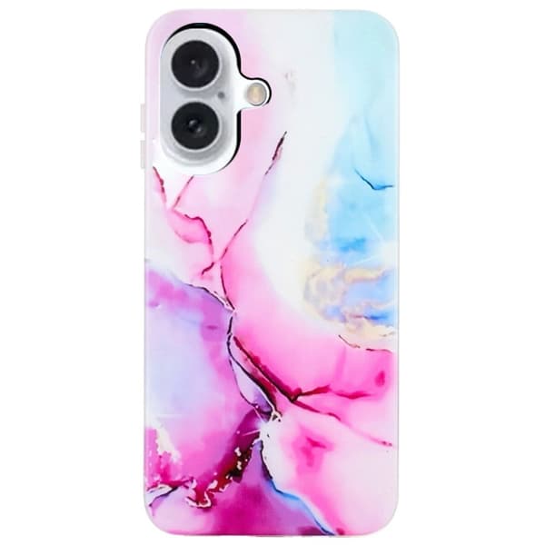 Marble design iPhone 16 kotelot - Pinkki / Sininen
