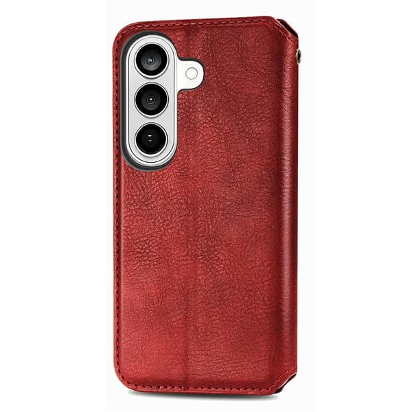 Läder Samsung Galaxy S26 Plus fodral med romb-design - Röd